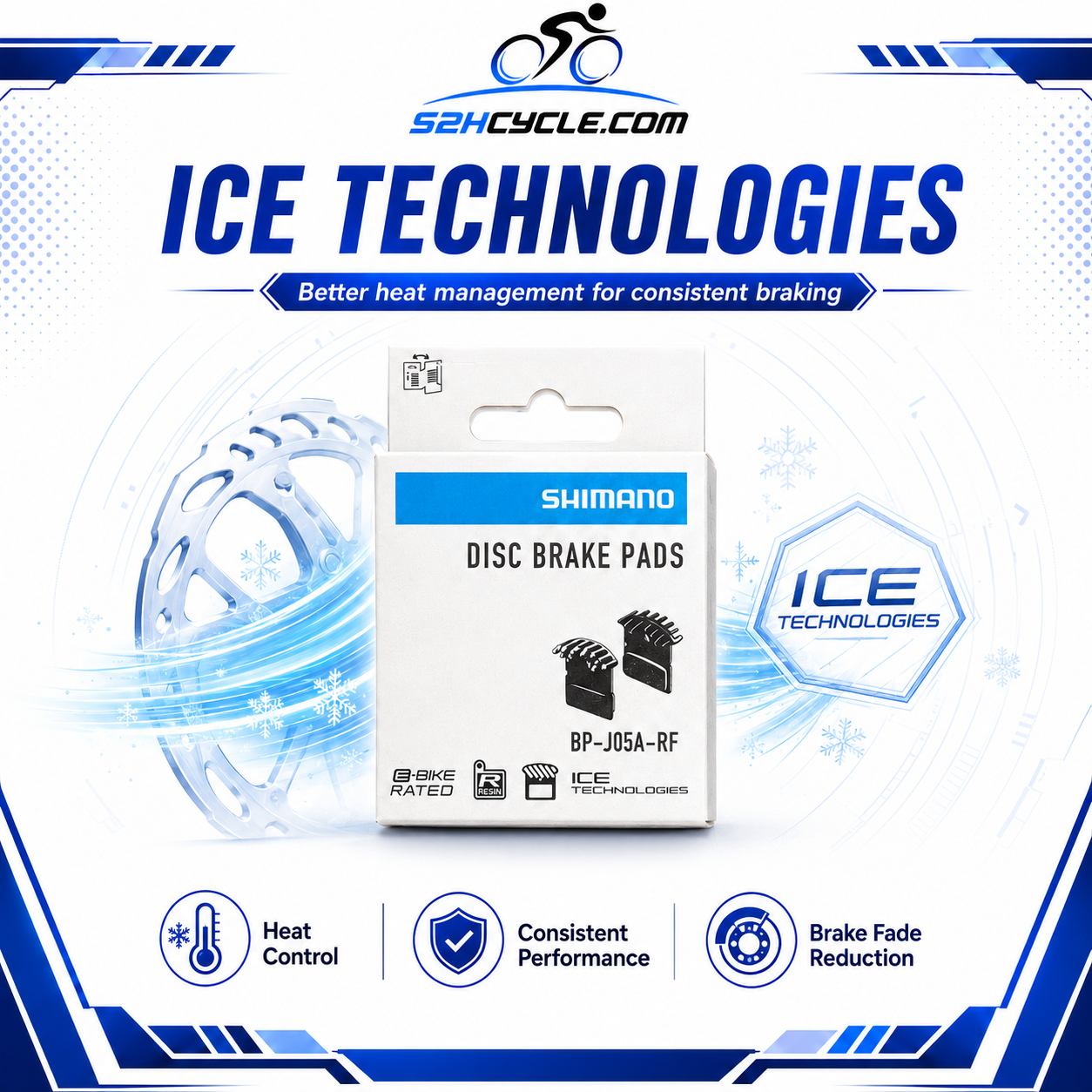 SHIMANO DISC BRAKE BP-J05A-RF Resin Brake Pads With Fin - Image 4