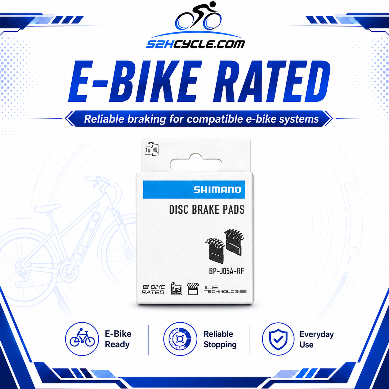 SHIMANO DISC BRAKE BP-J05A-RF Resin Brake Pads With Fin - Image 5
