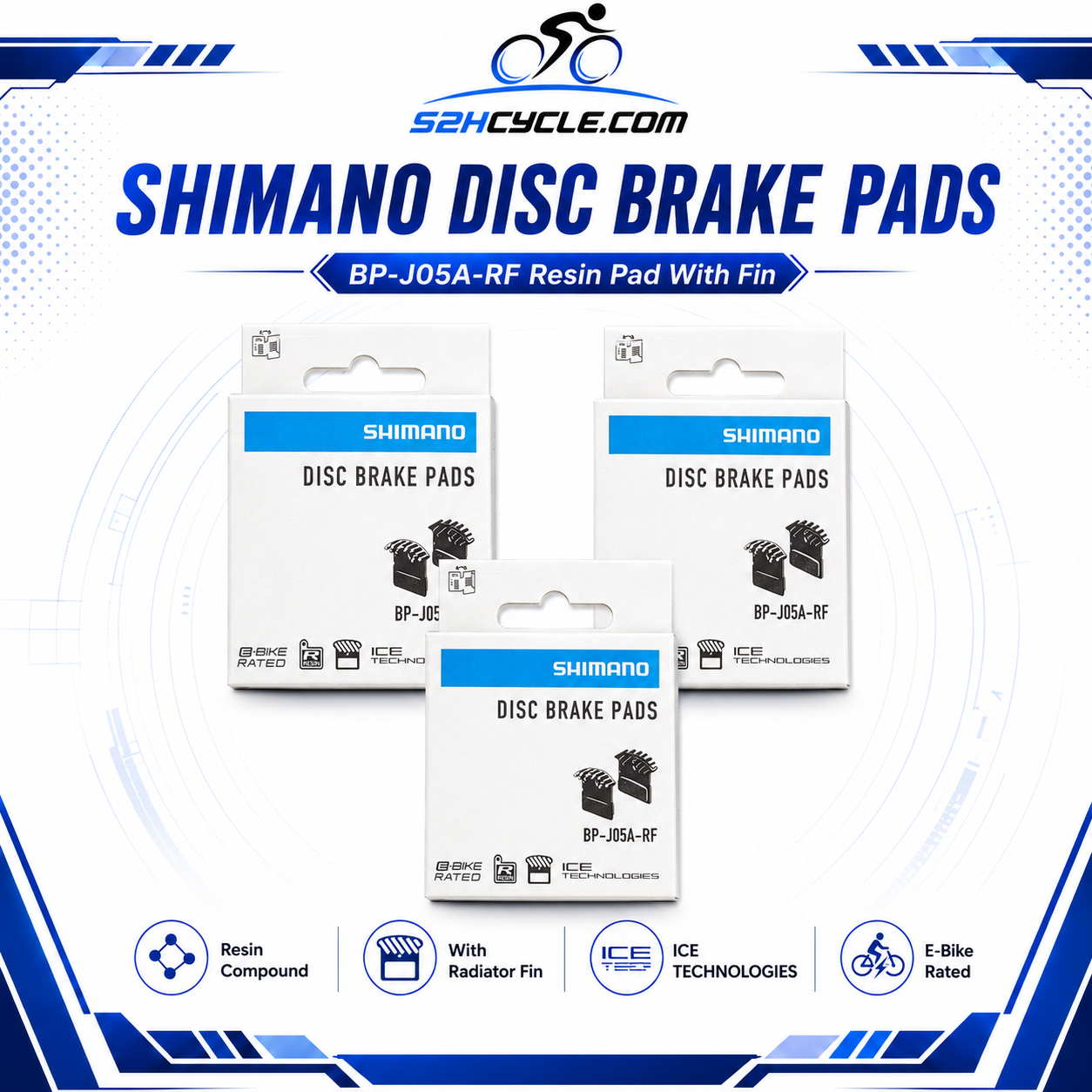 SHIMANO DISC BRAKE BP-J05A-RF Resin Brake Pads With Fin