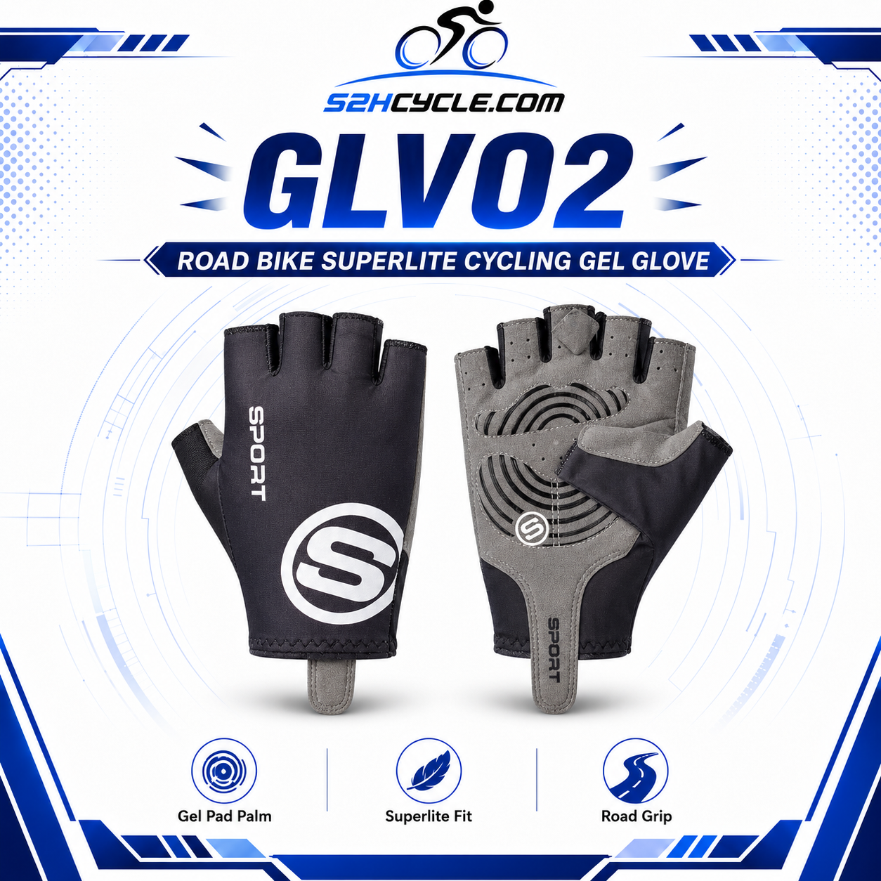 CP GLV02 ROAD BIKE SUPERLITE CYCLING GEL GLOVE - Image 11