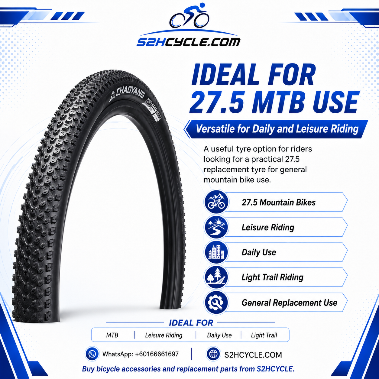 CHAO YANG 27.5X1.95 H-5129 Wire Tyre - Image 6