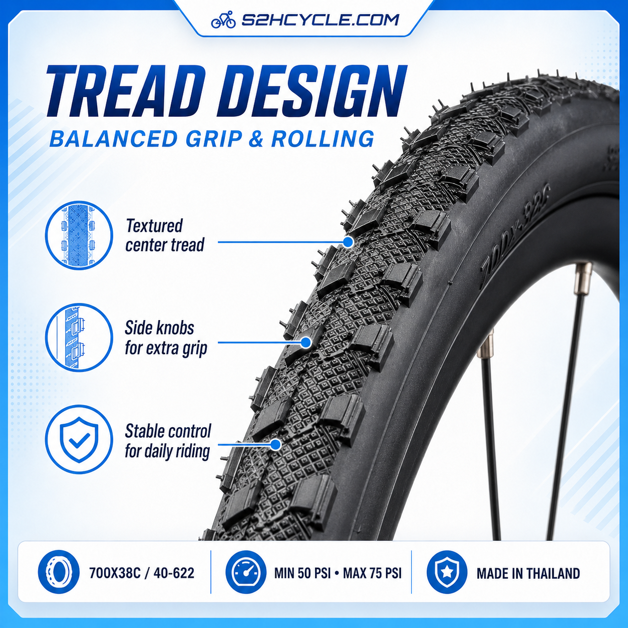 DEESTONE 700X38C 40-622 D-804-02 Tyre - Image 4