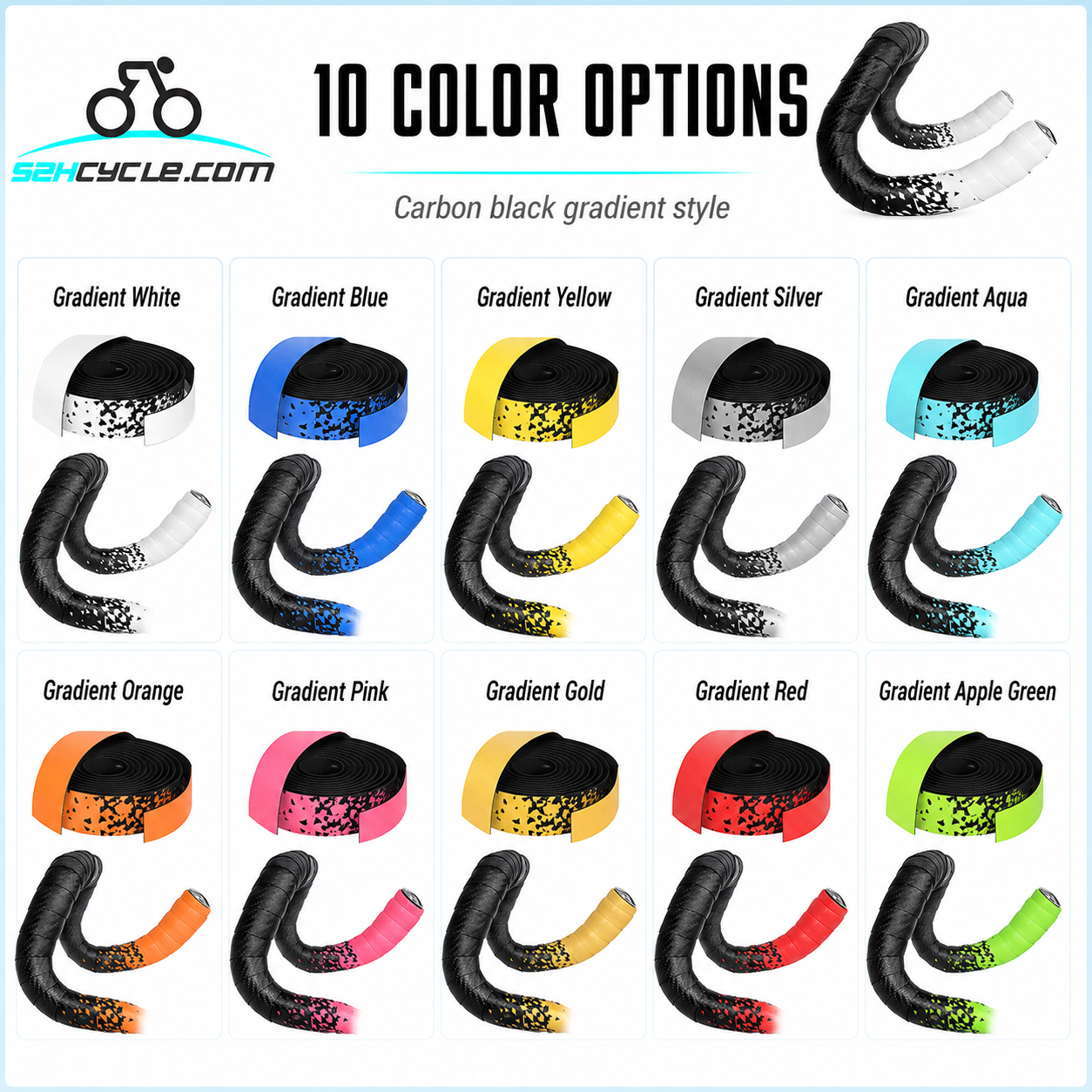 HDG07 Carbon Black Gradient Road Bike Handlebar Tape Anti-Slip Comfort Bar Tape - Image 2