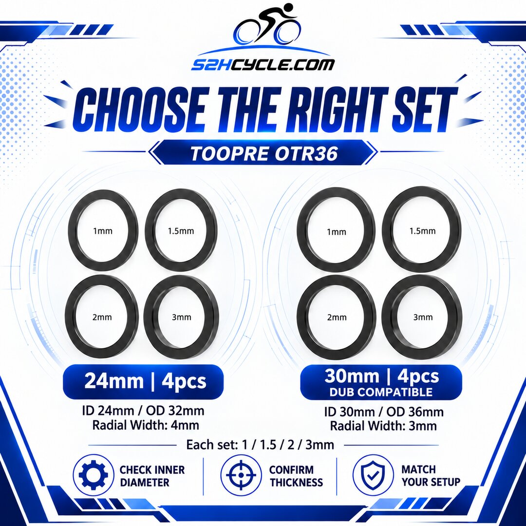 TOOPRE OTR36 Crank Spindle Axle Spacer Set - Image 8